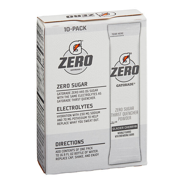 Gatorade Thirst Quencher Zero Sugar Glacier Cherry Sports Drink Powder Single Serve Stick - 120/Case