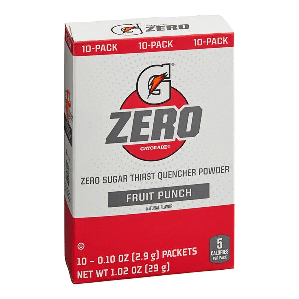 Gatorade Thirst Quencher Zero Sugar Fruit Punch Sports Drink Powder Single Serve Stick - 120/Case