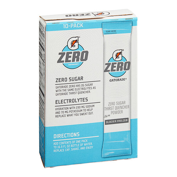 Gatorade Thirst Quencher Zero Sugar Glacier Freeze Sports Drink Powder Single Serve Stick - 120/Case