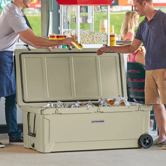 CaterGator CG200TANW Tan 210 Qt. Mobile Rotomolded Extreme Outdoor Cooler / Ice Chest