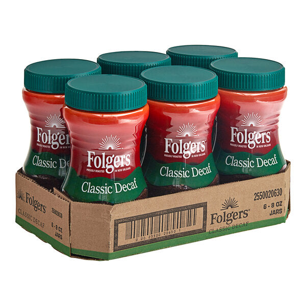 Folgers Classic Decaf Instant Coffee 8 oz. - 6/Case