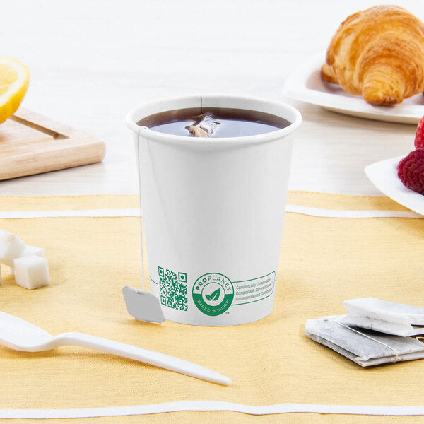 Solo ProPlanet 10 oz. White Compostable Single Wall PLA Paper Hot Cup - 1000/Case