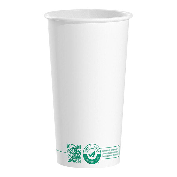 Solo ProPlanet 20 oz. White Compostable Single Wall PLA Paper Hot Cup - 600/Case