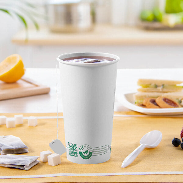 Solo ProPlanet 20 oz. White Compostable Single Wall PLA Paper Hot Cup - 600/Case