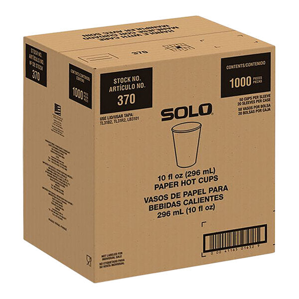 Solo ProPlanet 10 oz. White Compostable Single Wall PLA Paper Hot Cup - 1000/Case