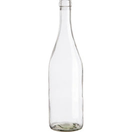 750 ml Clear Burgundy Wine Bottles, Cork, 12/cs