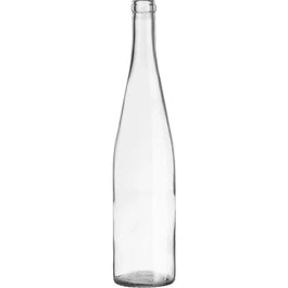 750 ml Clear Stretch Hock Wine Bottles, Cork, 3" Dia., 12/cs