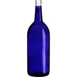 1.5 L Cobalt Blue Bordeaux Wine Bottles, Cork, 6/cs