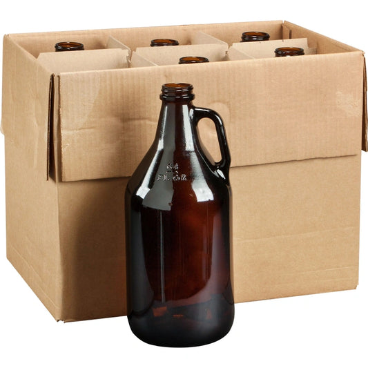 1/2 Gallon (64 oz.) Amber Glass Beer Growler, 38mm 38-405