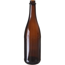 25.36 oz. (750 ml) Amber Glass Sparkling Beer Bottles, Pry-Off Crown, 26-3160, 12/cs