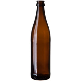 16.9 oz. (500 ml) Amber Glass Vichy Beer Bottles, Pry-Off Crown, 26-600, 12/cs