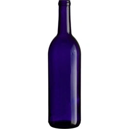 750 ml Cobalt Blue Bordeaux Wine Bottle, Cork