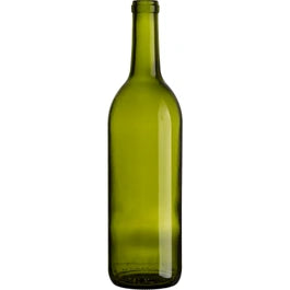 750 ml Champagne Green Bordeaux Wine Bottles, Cork, 12/cs