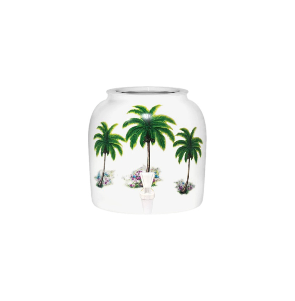 GEO Porcelain Ceramic Crock Water Dispenser - Palm Trees