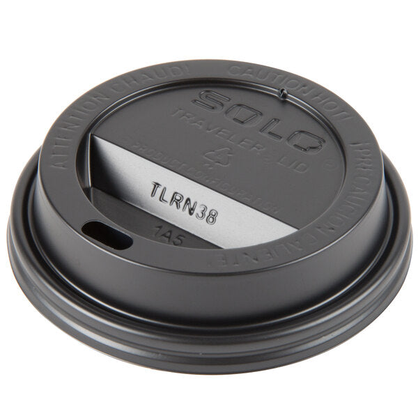 Solo TL38B2-0004 8 oz. Black Plastic Travel Lid - 1000/Case