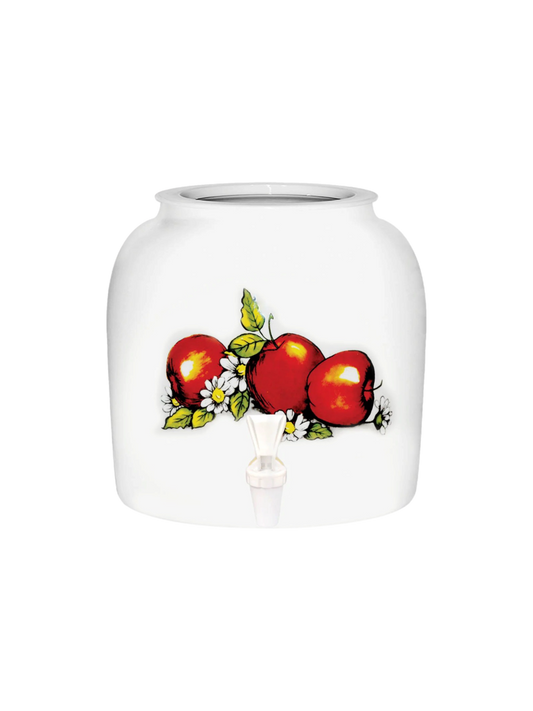 GEO Porcelain Ceramic Crock Water Dispenser - Red Apples