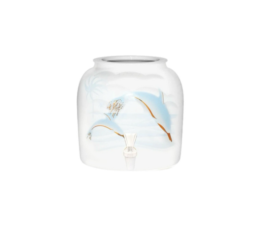 GEO Porcelain Ceramic Crock Water Dispenser - Light Colored Dolphin