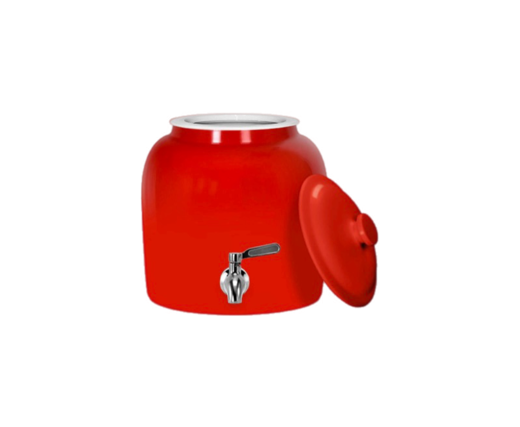 GEO Porcelain Ceramic Crock Water Dispenser - Red