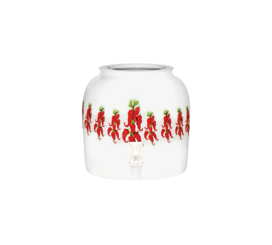 GEO Porcelain Ceramic Crock Water Dispenser - Chili Peppers